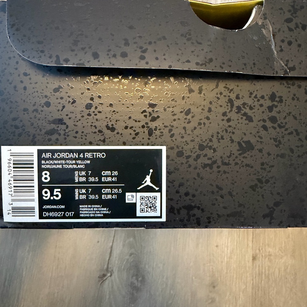Jordan Retro 4 Black and yellow sz 8 - Picture 8 of 8